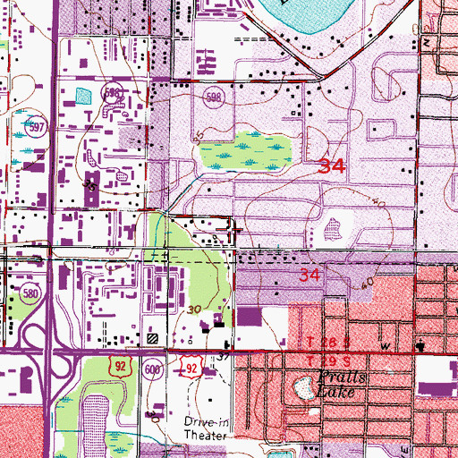 Topographic Map of Daphne Park, FL