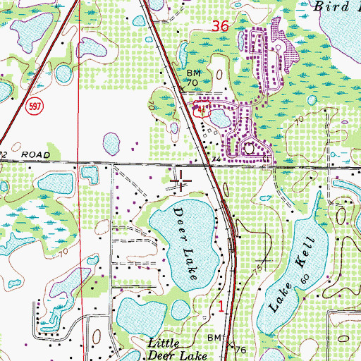 Topographic Map of Deer Lake Estates, FL