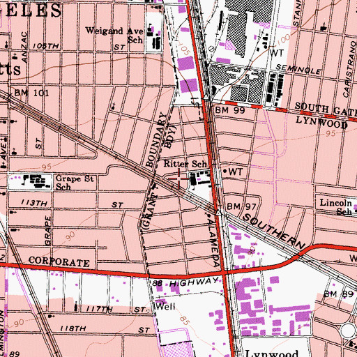 Topographic Map of Ritter Elementary School, CA