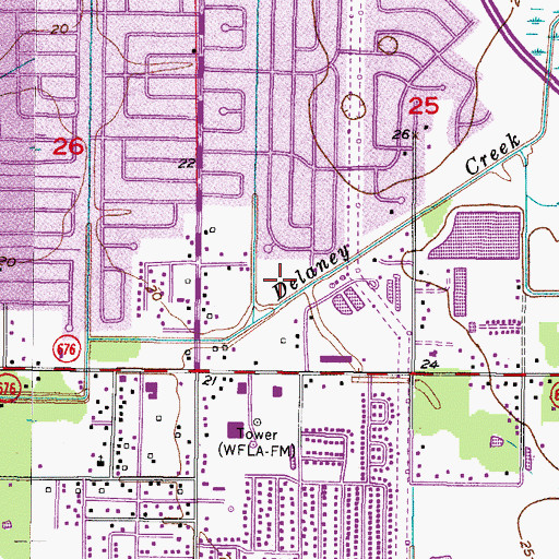 Topographic Map of Delaney Woods, FL