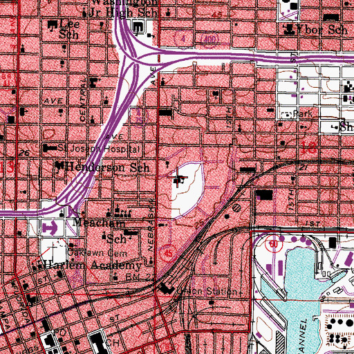 Topographic Map of Denis Place, FL