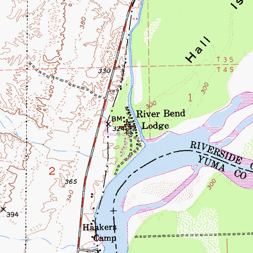 Topographic Map of River Bend Lodge, CA