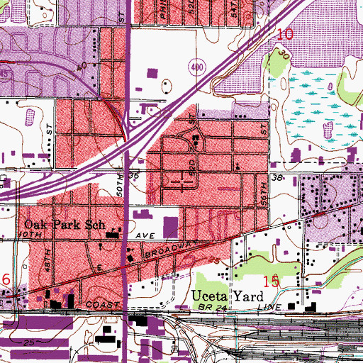 Topographic Map of Desoto Heights, FL