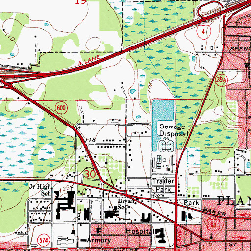 Topographic Map of Devane Estates, FL