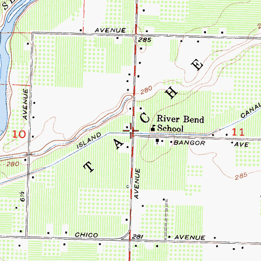 Topographic Map of River Bend School, CA