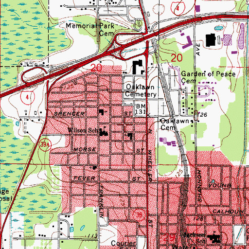 Topographic Map of Dixie Gardens, FL