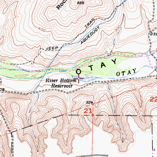 Topographic Map of River Botton Reservoir, CA