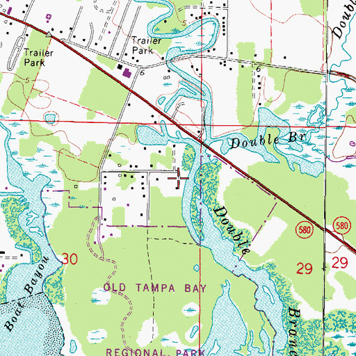 Topographic Map of Double Branch Estates, FL