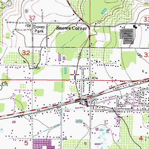 Topographic Map of Dover Park, FL