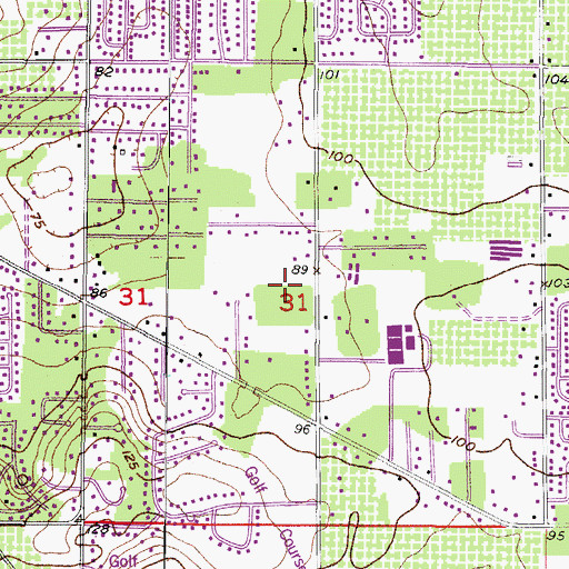 Topographic Map of Dovewood Estates, FL