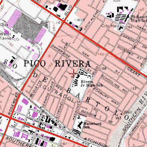 Topographic Map of Rivera Middle School, CA