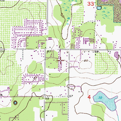 Topographic Map of Durant Oaks, FL