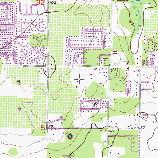 Topographic Map of Durant Woods, FL
