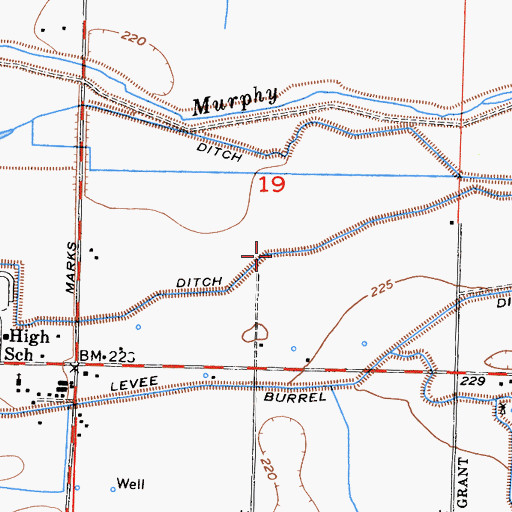 Topographic Map of Riverdale Ditch, CA