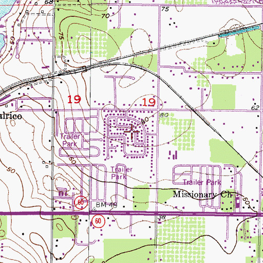 Topographic Map of East Brandon Estates, FL