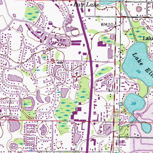 Topographic Map of East Village, FL