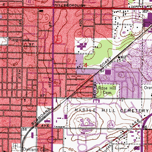 Topographic Map of Eastern Heights, FL
