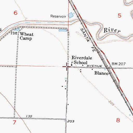 Topographic Map of Riverdale School, CA