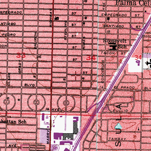 Topographic Map of El Prado Gardens, FL