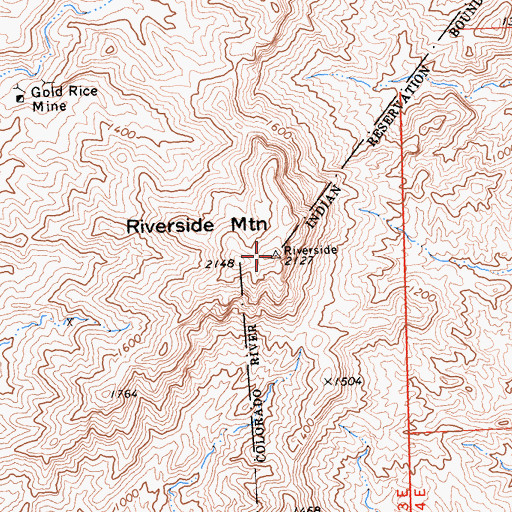 Topographic Map of Riverside Mountain, CA