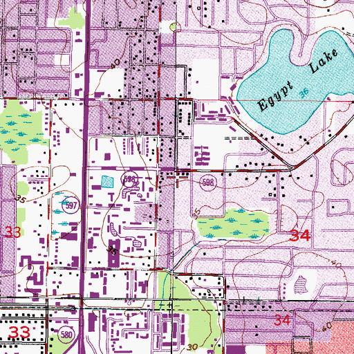 Topographic Map of Endres, FL
