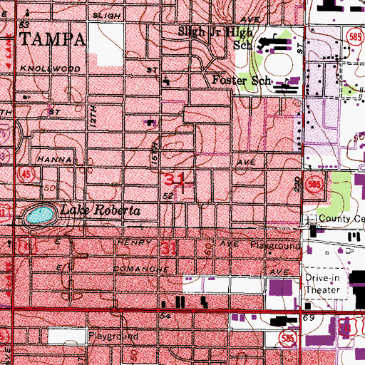 Topographic Map of Etzler Grove Heights, FL