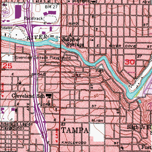 Topographic Map of Evelyn City, FL