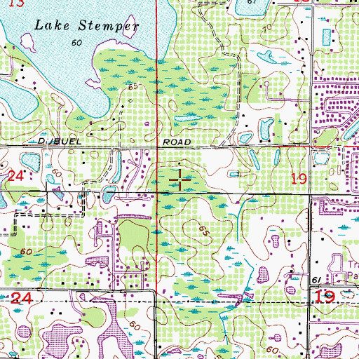 Topographic Map of Evergreen North, FL
