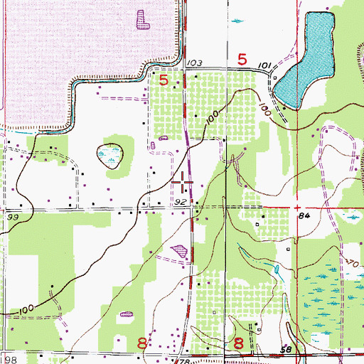 Topographic Map of Evers Acres, FL