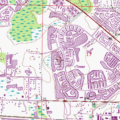 Topographic Map of Fairfield Village, FL