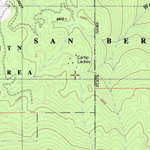 Topographic Map of Camp Lackey, CA
