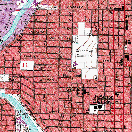 Topographic Map of Fairholme, FL