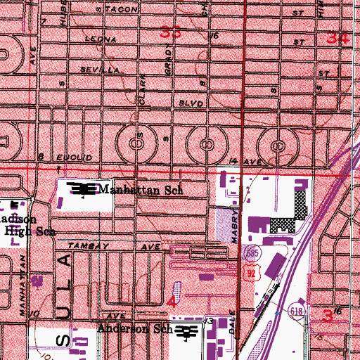 Topographic Map of Fairlawn Estates, FL