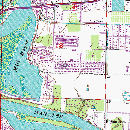 Topographic Map of Fairmont Mobile Estates, FL