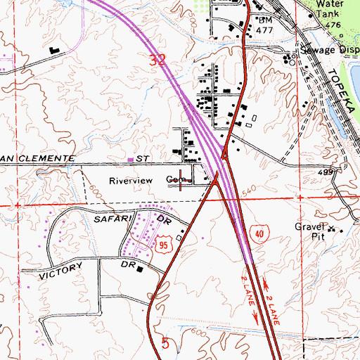Topographic Map of Needles Riverview Cemetery, CA
