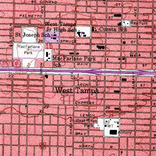 Topographic Map of Fishers, FL