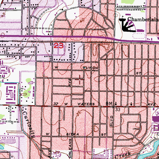 Topographic Map of Fivacres, FL