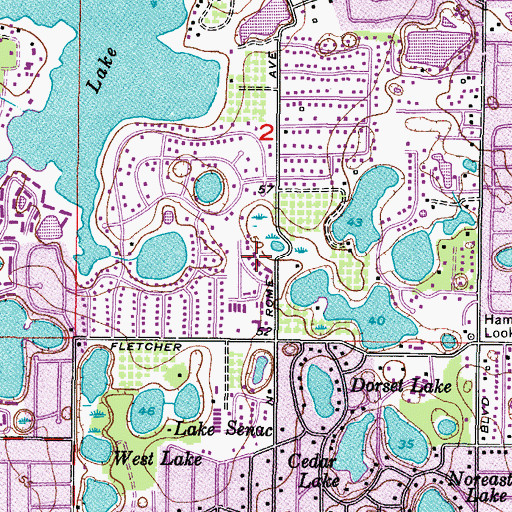 Topographic Map of Fletchers Mill, FL
