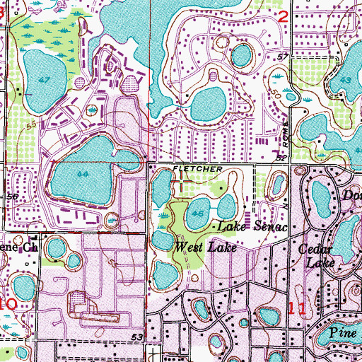 Topographic Map of Fletchers Point, FL