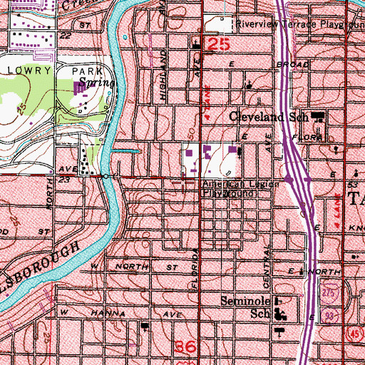 Topographic Map of Florida Avenue Heights, FL