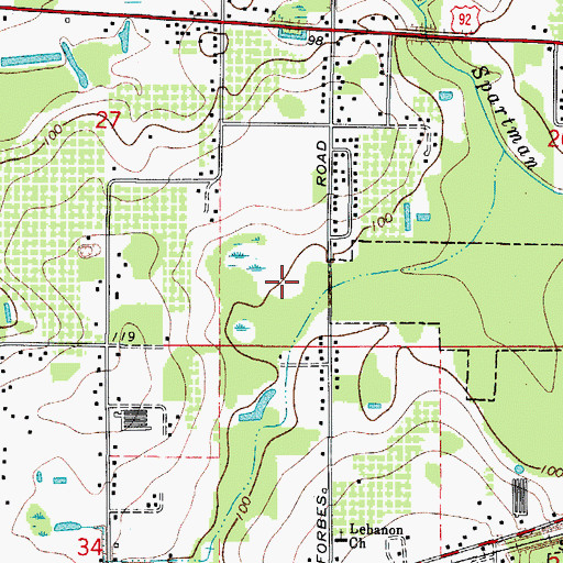Topographic Map of Forbes Acres, FL