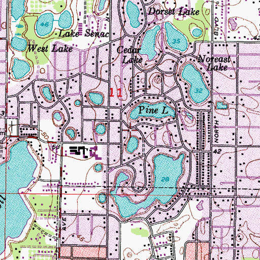 Topographic Map of Forest Hills, FL