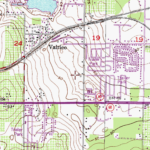 Topographic Map of Brandon Brook, FL