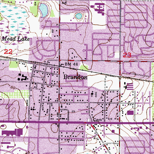 Topographic Map of Brandon Gardens, FL