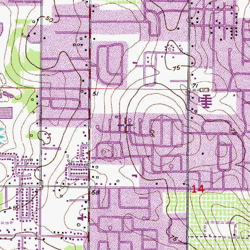 Topographic Map of Brandon Groves, FL