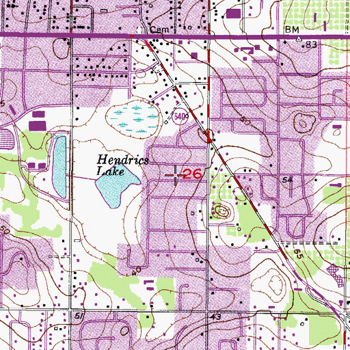Topographic Map of Brandon Lake Park, FL