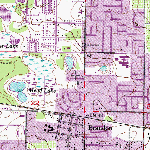 Topographic Map of Brandon Mobile Villa, FL