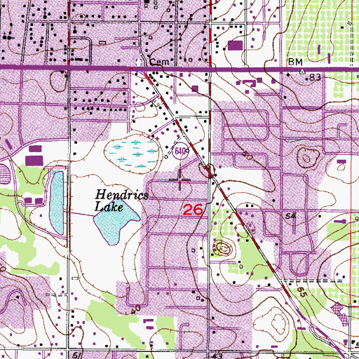 Topographic Map of Brandon Oak Grove Estates, FL