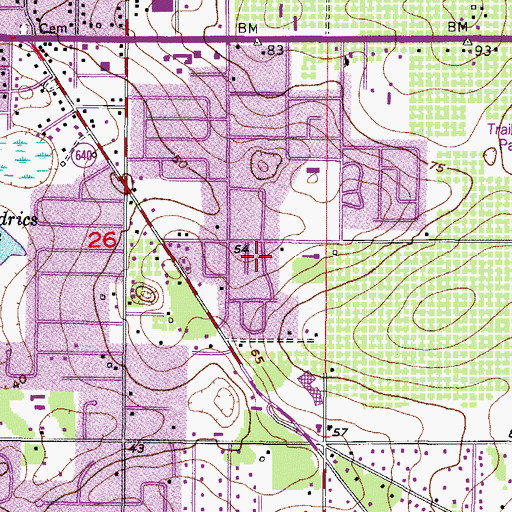 Topographic Map of Brandon Spanish Oaks, FL