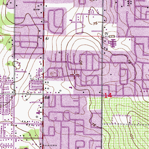 Topographic Map of Brandon Valley, FL